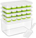 Ice Cube Tray with Lid and Bin 4-Pack - Easy Release, Stackable
