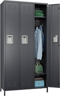 3 Doors Metal Lockers for Employees with Hooks for Offices