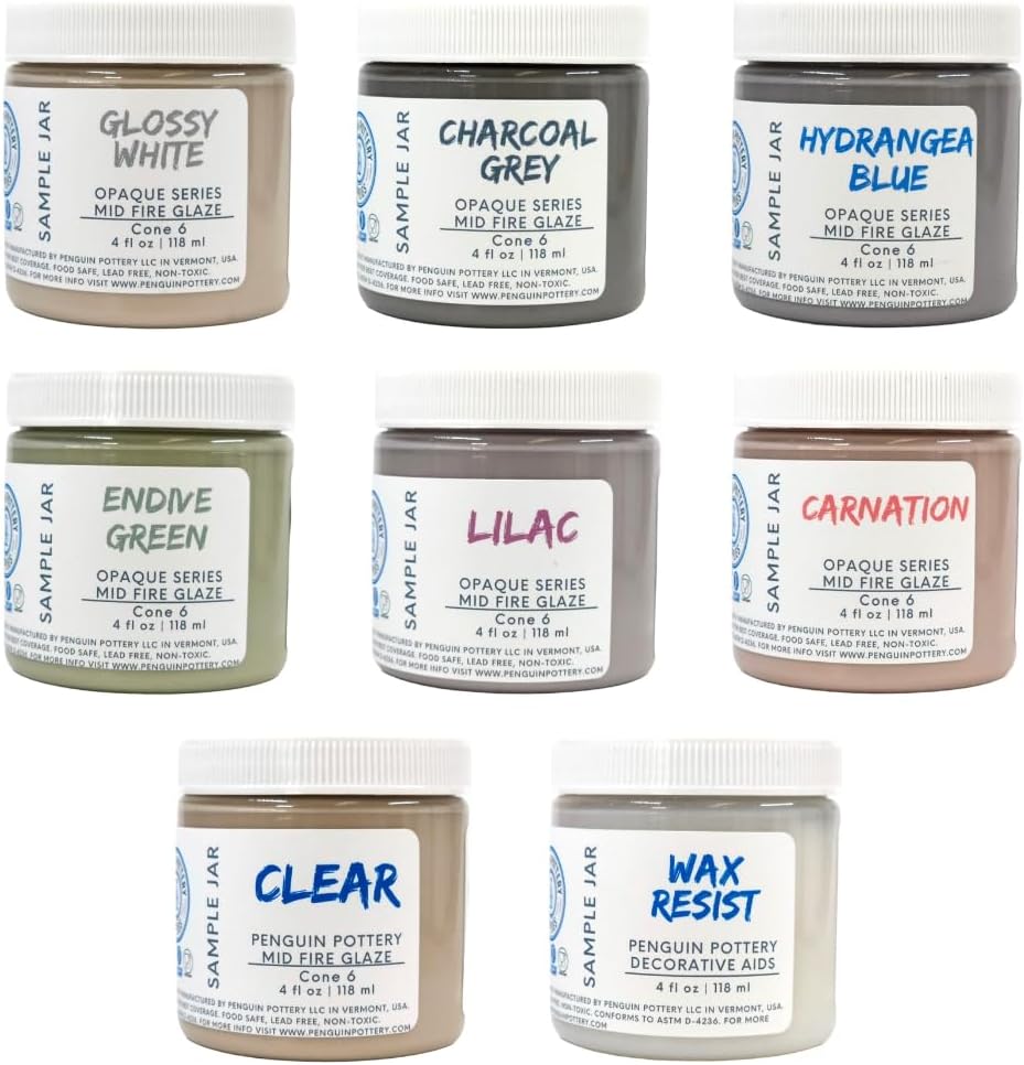 Mid Fire Opaque Series Sample Set - 8 Jars for Pottery Art