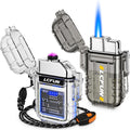 LcFun Waterproof Lighter 2 Pack - Windproof Rechargeable Survival