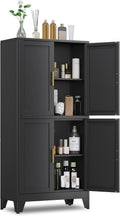 47.25 in Metal Storage Cabinet Black Pantry - Durable 4-Door Storage