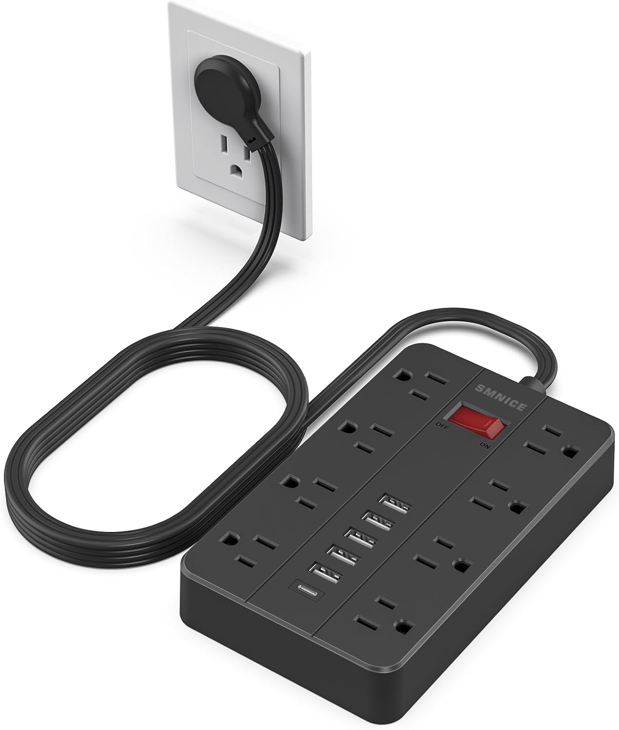 SMNICE Surge Protector: 8 Outlets, 6 USB Ports