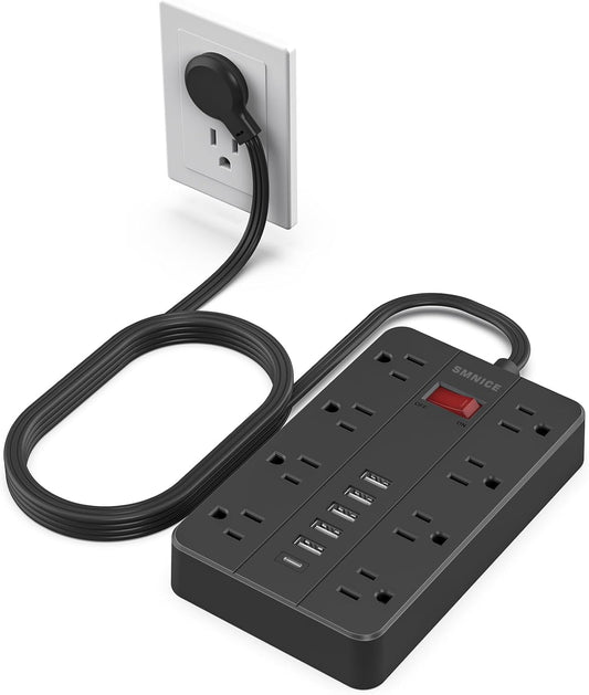 SMNICE Surge Protector: 8 Outlets, 6 USB Ports
