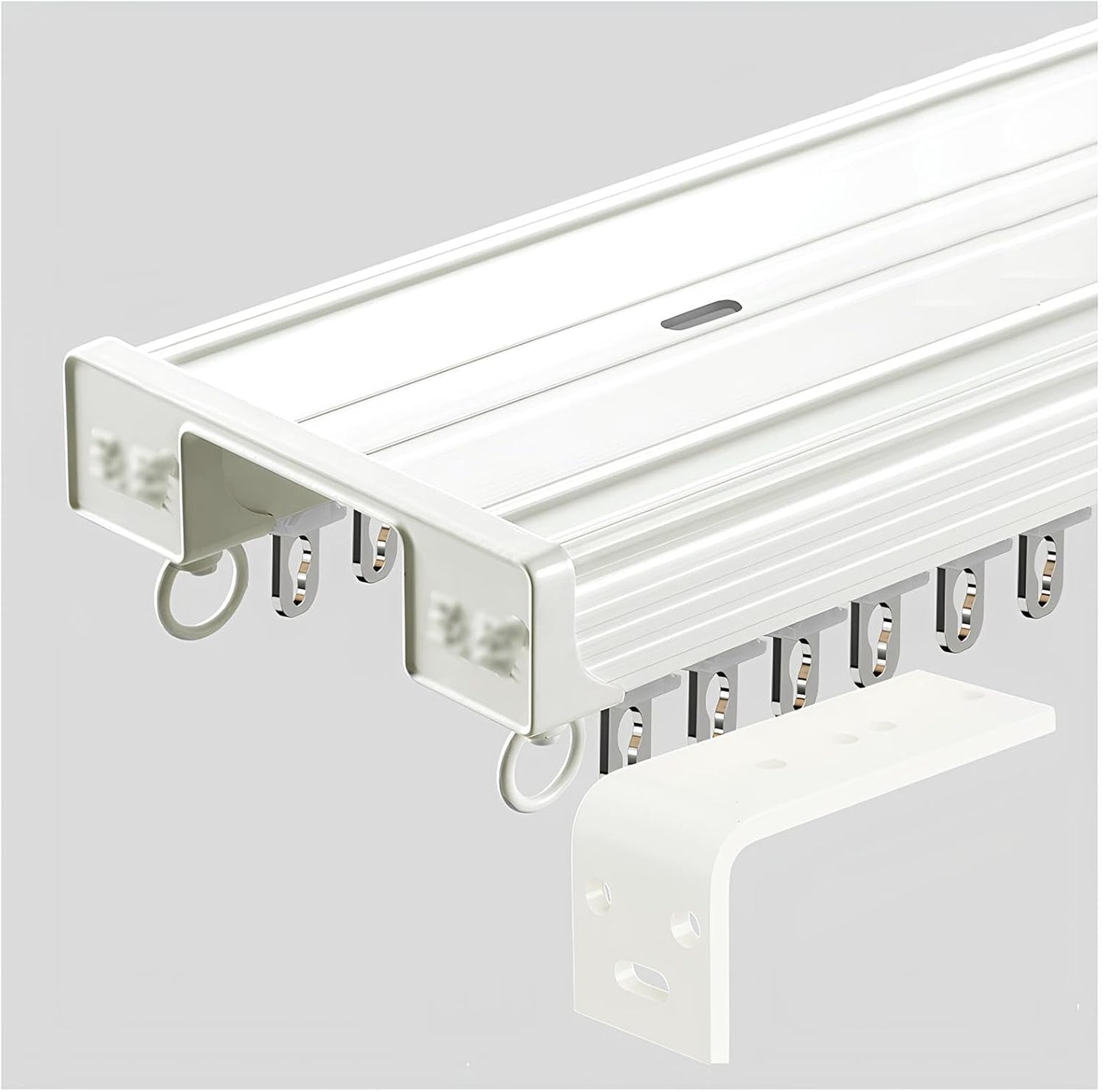 Adjustable White Curtain Track - Noiseless Sliding Rod