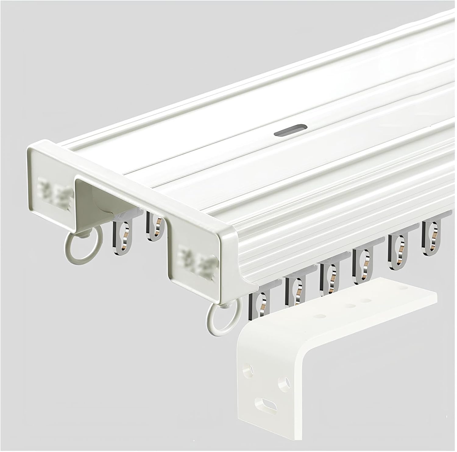 Adjustable White Curtain Track - Noiseless Sliding Rod
