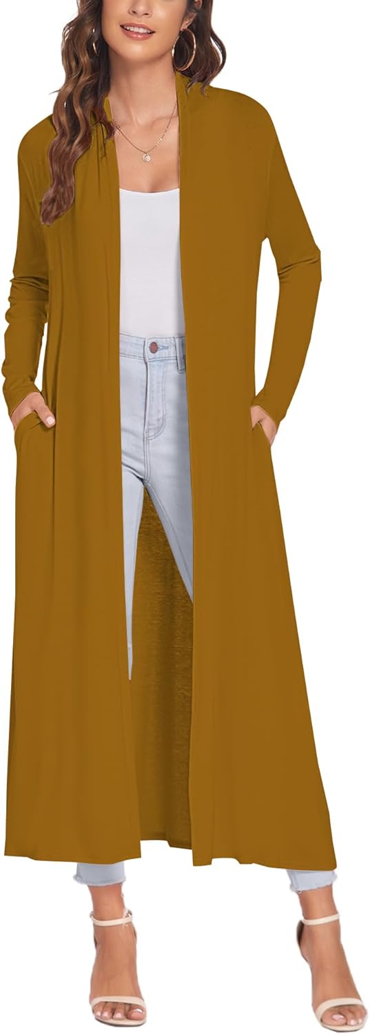 Bluetime Women Floor Length Open Front Cardigan for All Occasions