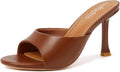 Mostrin Kitten Heels Brown Mules - Comfortable 10cm Slip-On Heels