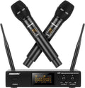 Wireless Microphone System Dual UHF Handheld Cordless Mic Set