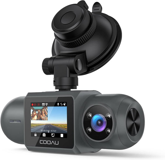 COOAU D30S 4K Dash Cam: Dual 2.5K Front + Inside, Night Vision & GPS