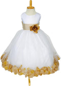 Rose Petal White Tulle Satin Flower Girl Gown - Full-Length Pageant