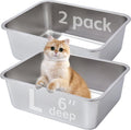 Stainless Steel Litter Box 2 Pack for Easy Cat Care and Cleaning