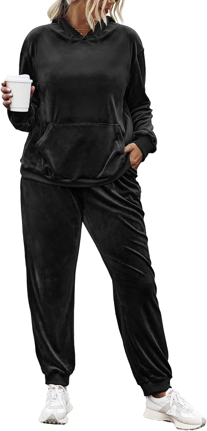 IN'VOLAND Plus Size Velour Tracksuit Set for Women in Fall