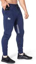Mens Gym Jogger Pants Slim Workout Sweatpants - Breathable Zipper