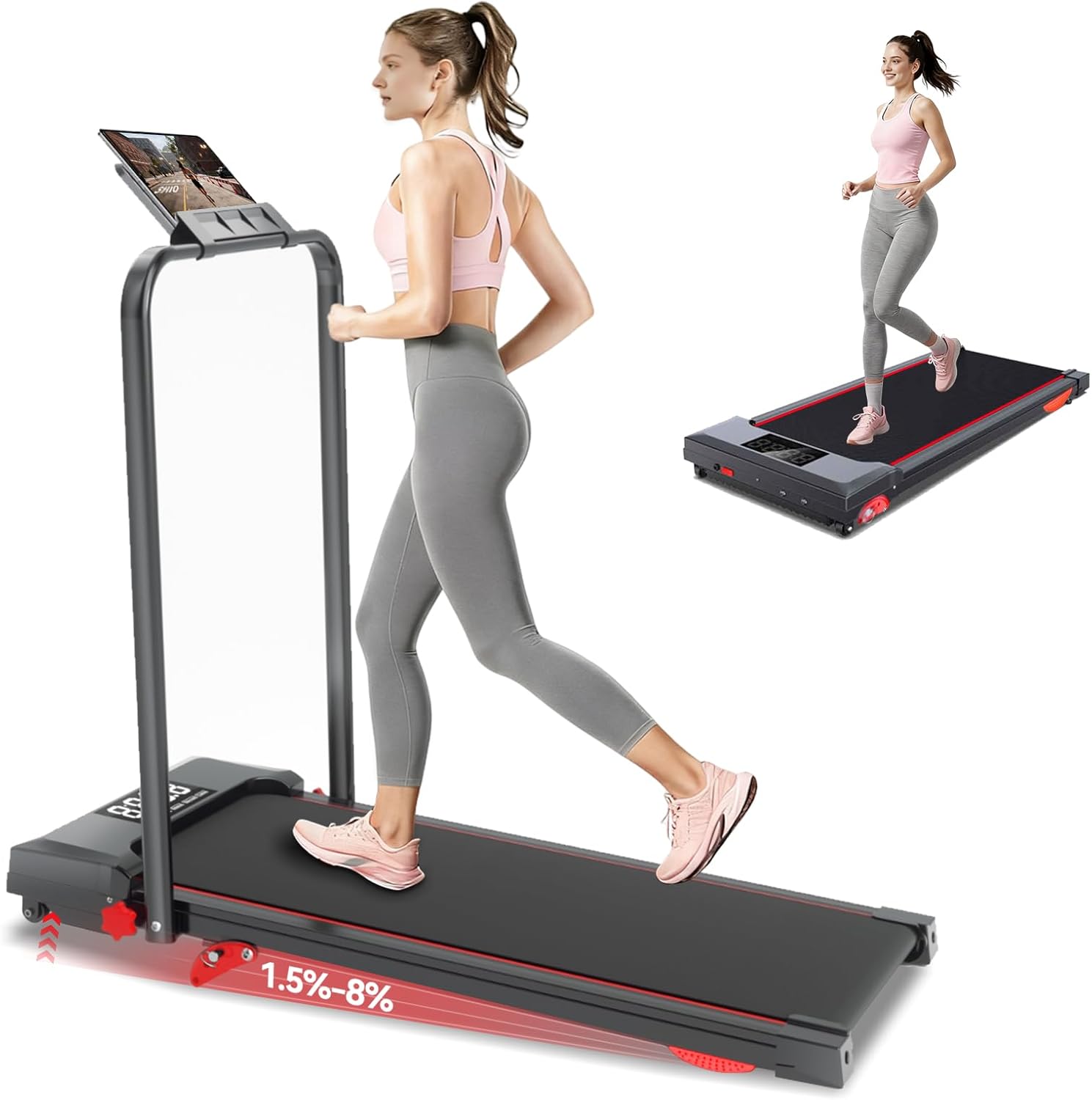Walking Pad with Handle Bar and Incline for Home Office Use