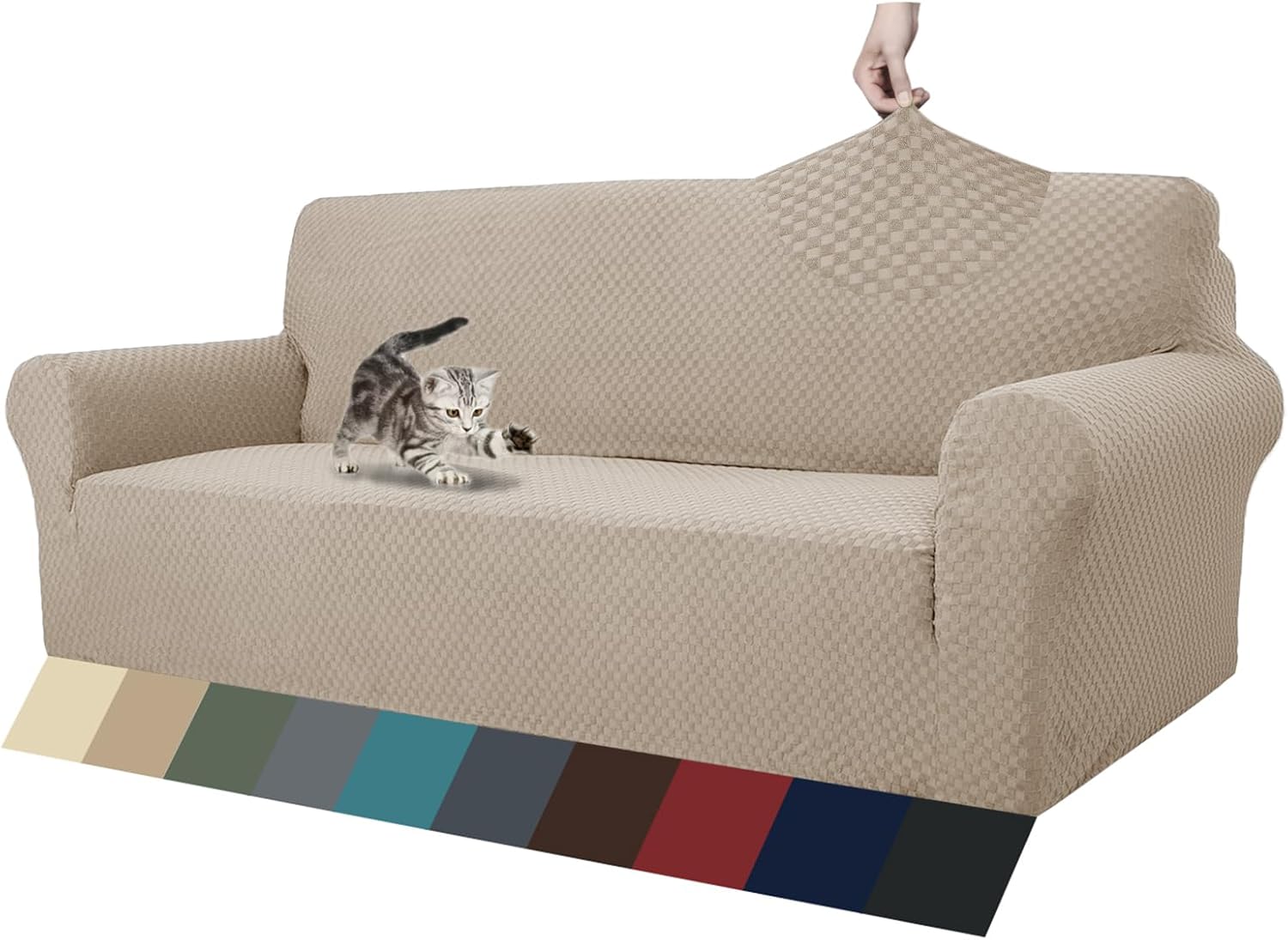 High Stretch Jacquard Couch Covers for 3 Cushion Sofa Protection