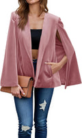 Women's Velvet Cape Blazer Jacket - Open Front Split Sleeve Coat