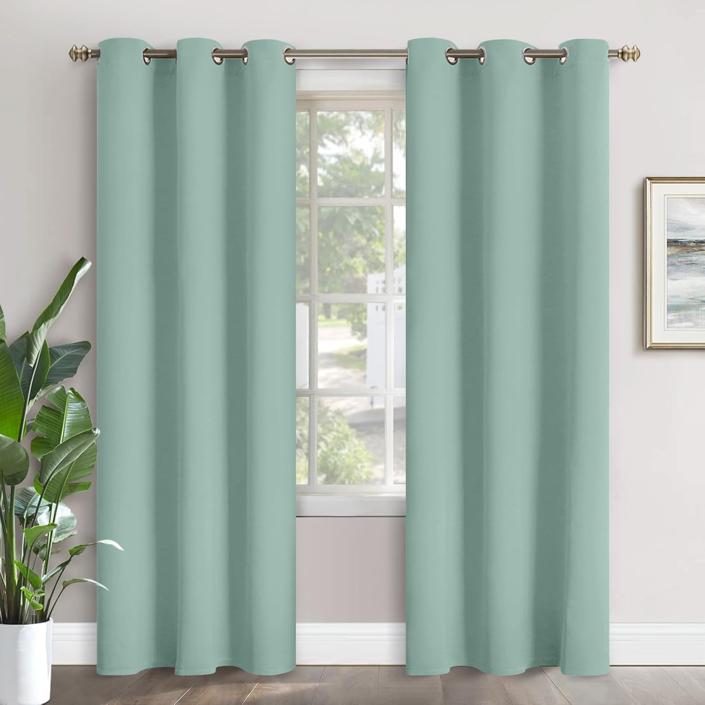 YoungsTex Sage Green Blackout Curtains for Living Room 84 in