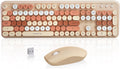 Wireless Keyboard and Mouse Combo - Retro Typewriter Style, MilkTea