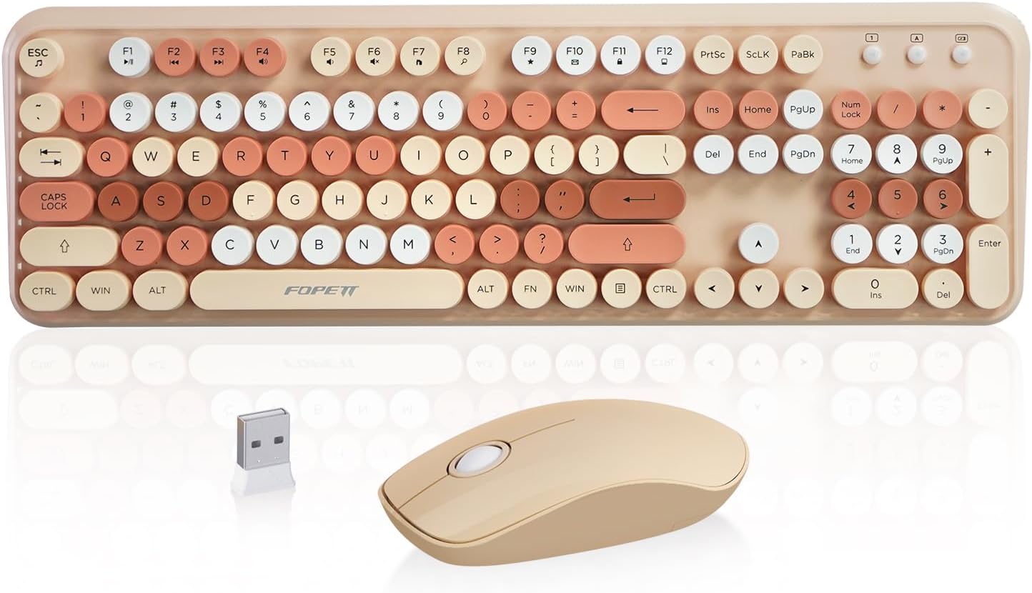 Wireless Keyboard and Mouse Combo for Retro Typing Fun