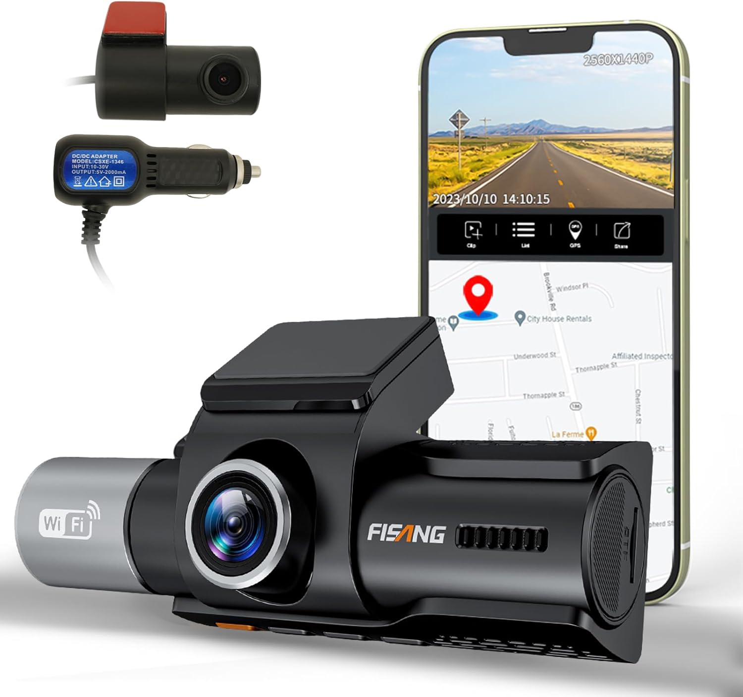 360 Dashcam: 3CH WiFi, IR Night Vision, GPS