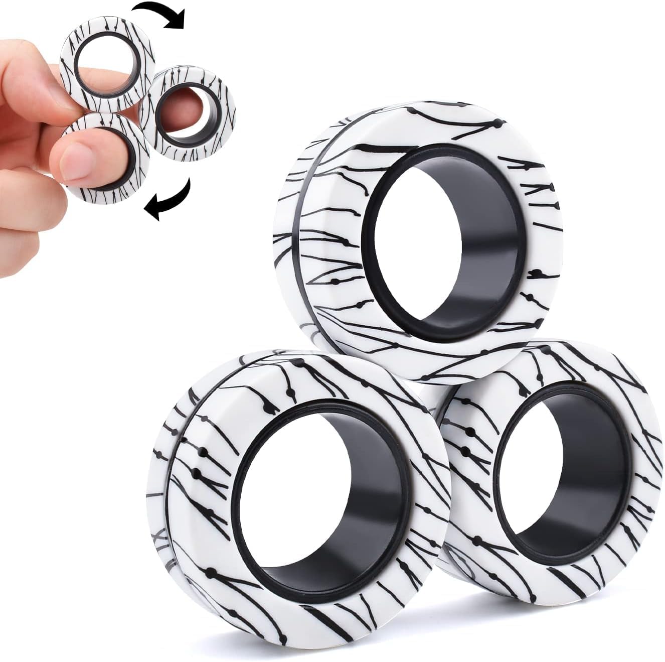 Cevioce Magnetic Rings 3Pcs Set | Anxiety & ADHD Relief | Under $10 Fidget Fun