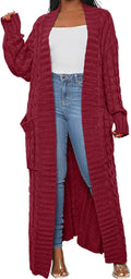 Womens Stylish Cable Knit Dual Chunky Cardigan with Pockets - Cozy use