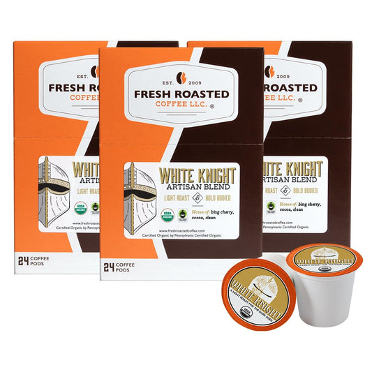 Fresh Roasted Coffee Organic White Knight Light Roast Pods
