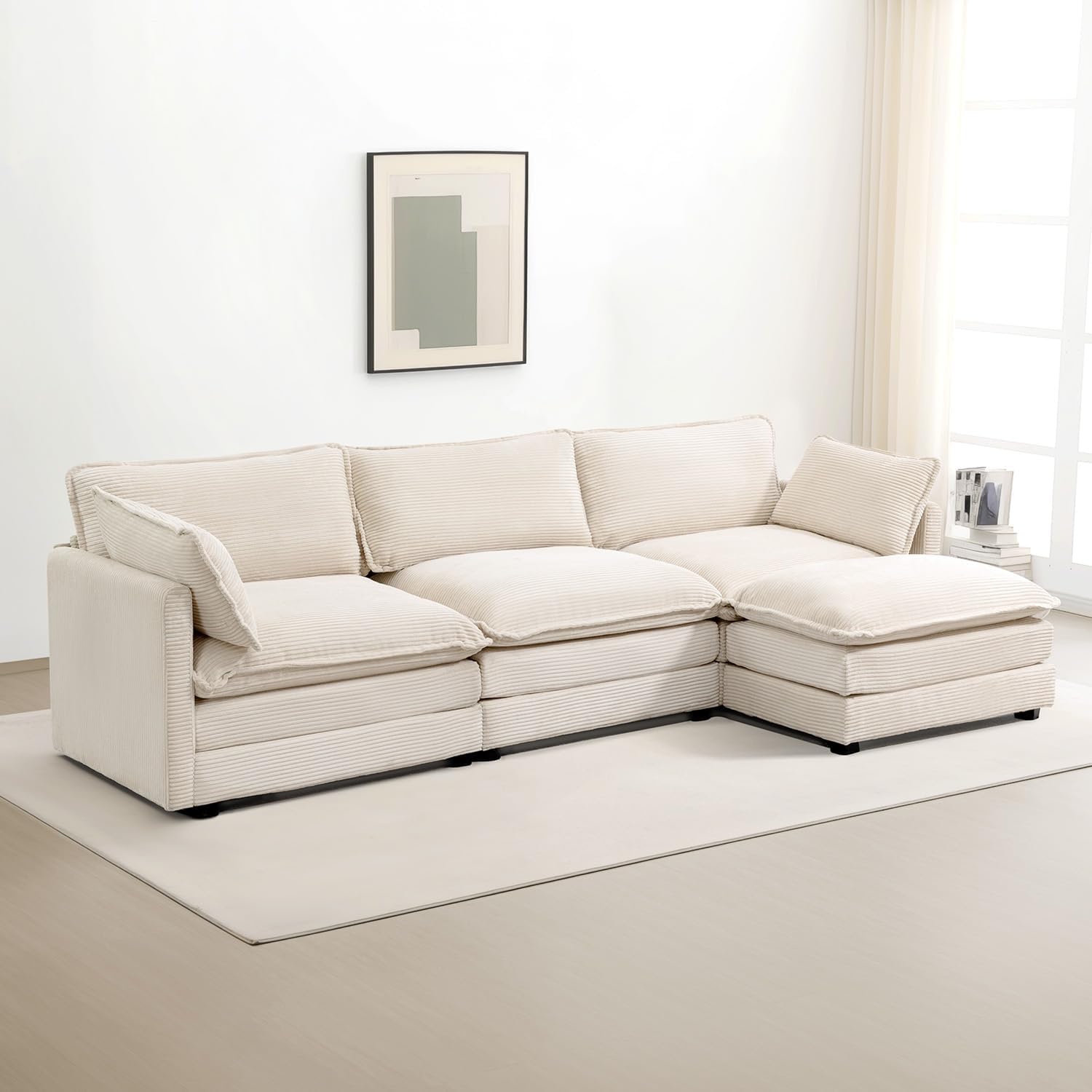 ROWHY Oversized Modular Sectional Sofa with Movable Ottoman