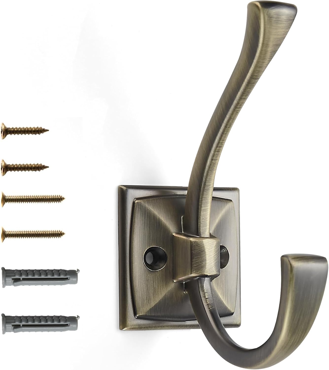 Vintage Wall Hooks for Coats and Towels - 10 Pack Antique Brass
