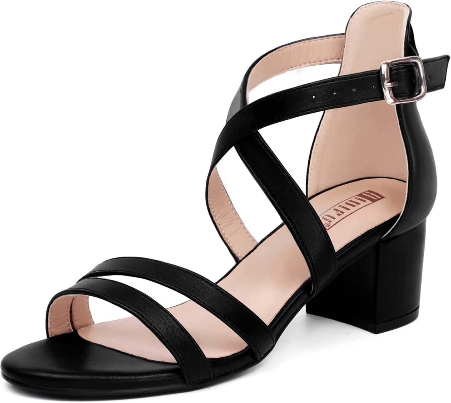 IDIFU Women's Block Low Chunky Heel Strappy Sandals for Weddings