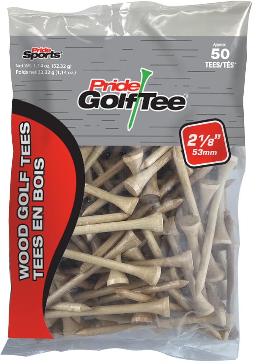 50-Pack Pride 2-1/8 Deluxe Golf Tees - Improve Your Game!