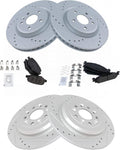 TRQ Brake Rotor Drilled Slotted G-Coated & Metallic Pad Front & Rear