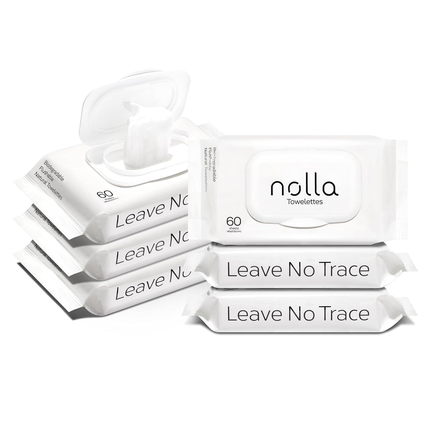 Nolla Flushable Wipes - 100% Plant-Based and Biodegradable