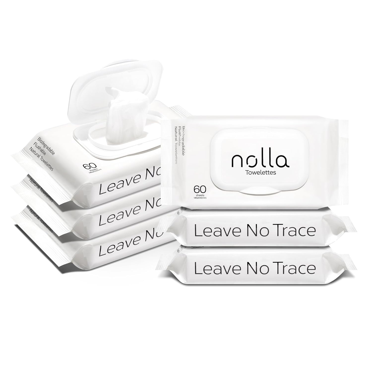 Nolla Flushable Wipes - 100% Plant-Based and Biodegradable