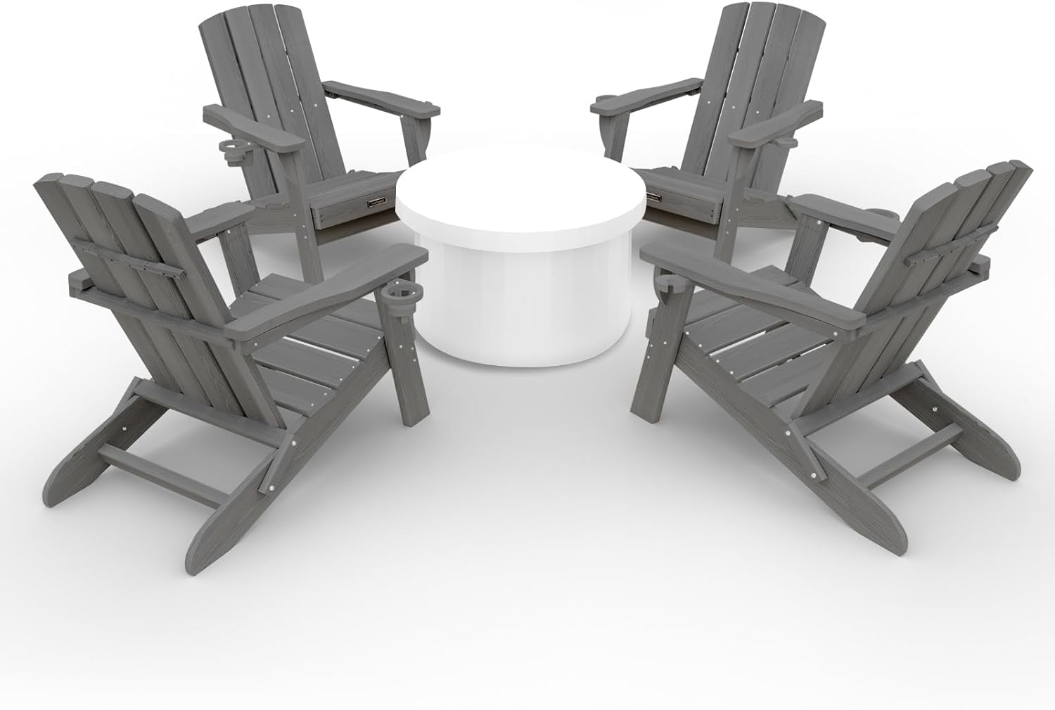 Folding Adirondack Chair Set of 4 with Cup Holders for Comfort