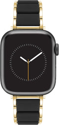 Apple Watch Band for Women - Gold Tone Metal with Black Silicone
