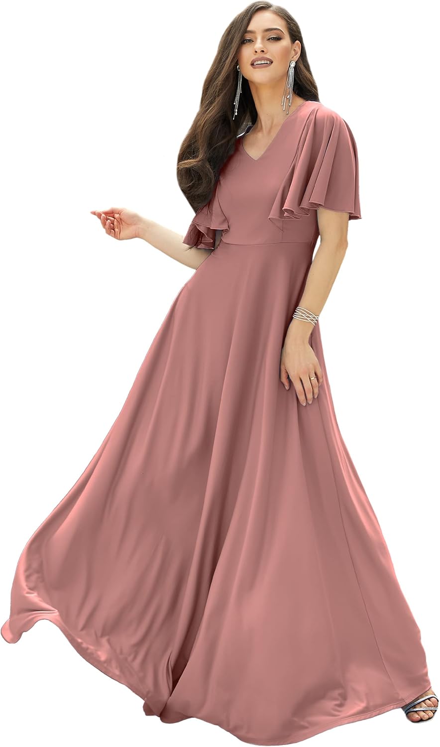 KOH KOH Womens Long Elegant Bridesmaid Maxi Dress in Pink