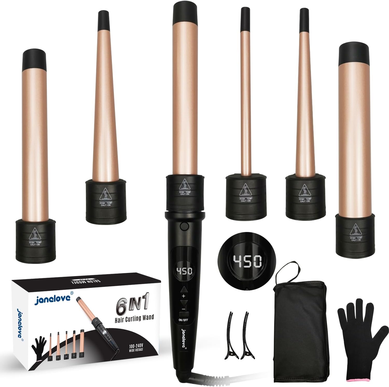 6 in 1 Hair Wand Curling Iron Set for All Women - Janelove