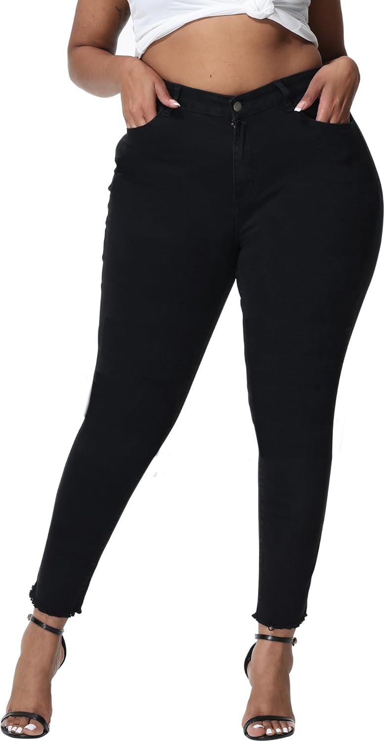 Womens Plus Size Skinny Jeans High Waisted Stretchy Classic Fit