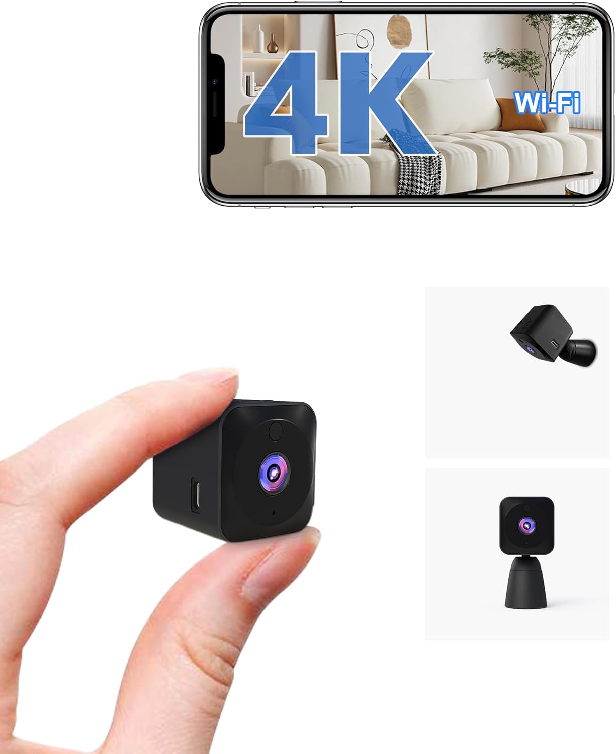 4K HD Mini Camera for Indoor Security with Motion Detection