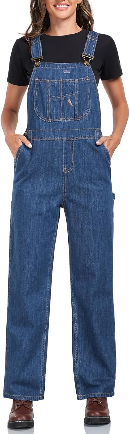 HISEA Women's Denim Bib Overalls for Comfortable Workwear