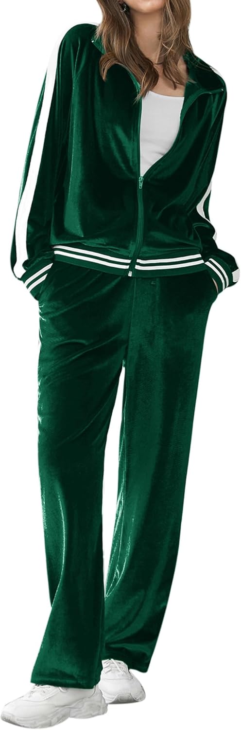 Ekouaer Women's Velvet Velor Tracksuits for Cozy Comfort