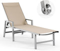 Patio Chaise Lounge Chair Outdoor with Wheels & Armrests - 5-Position