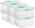 Sterilite 6 Pack Stackable Storage Bin with Latch Lid - Clear Medium
