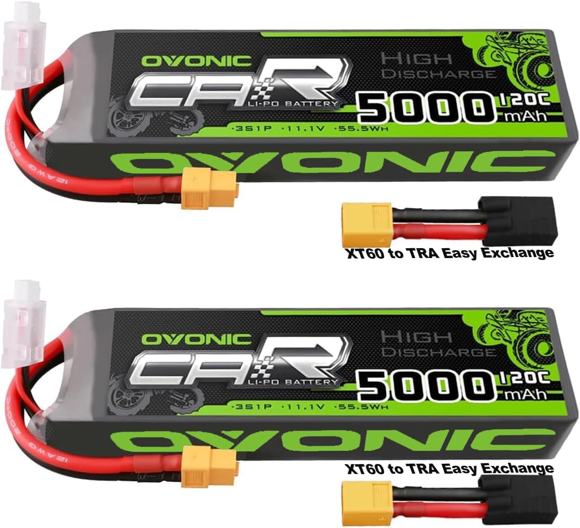 OVONIC 3S LiPo Battery 11.1V 5000mAh for RC Cars and Drones