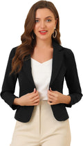 Allegra K Women's Open Front Crop Blazer - Lightweight (Style DJDZ)