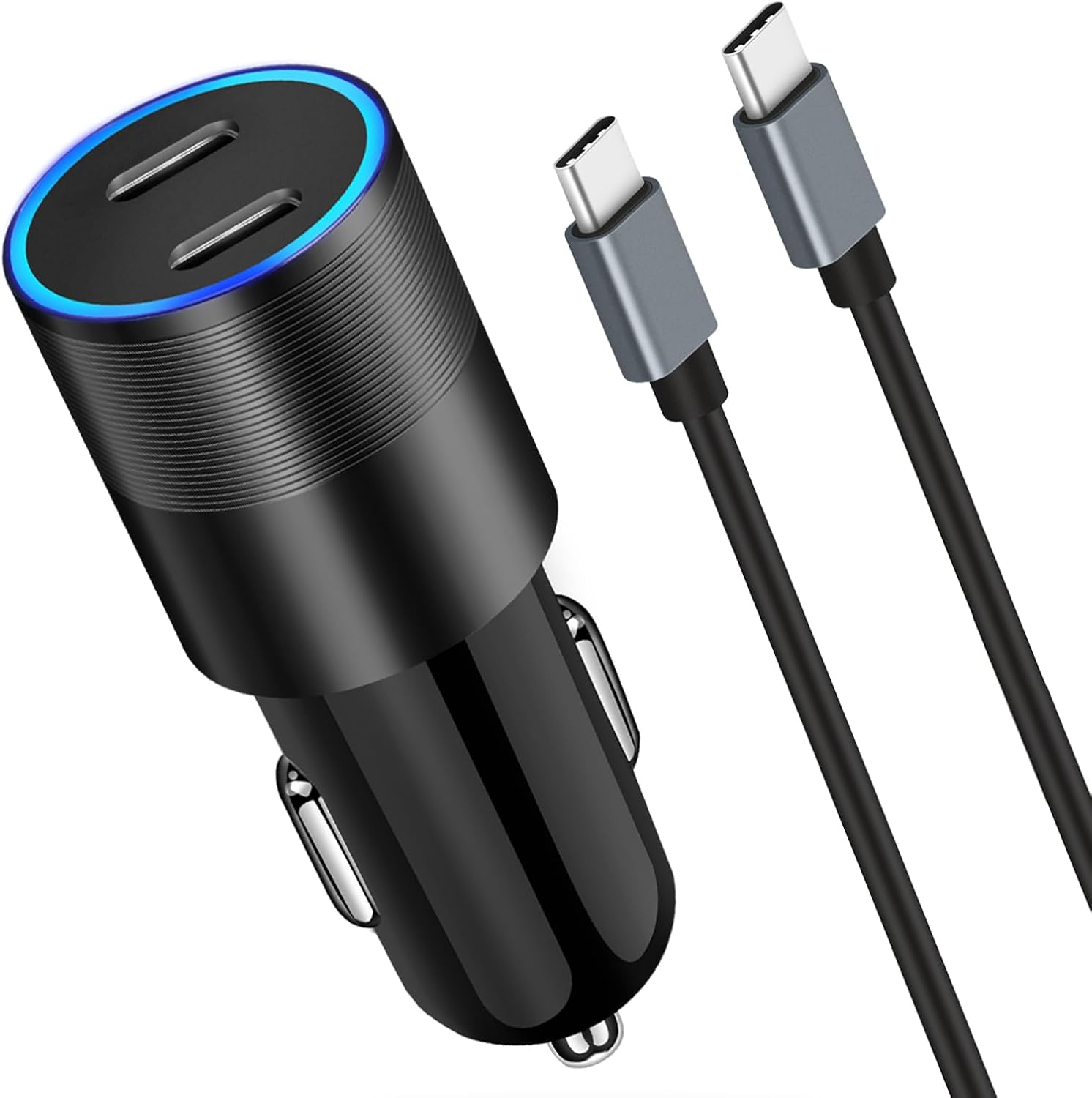 Fast 60W Dual PD USB C Car Adapter for iPhone & Android