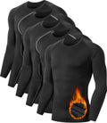 5 Pack Men's Thermal Compression Shirt Fleece Lined Long Sleeve - Warm