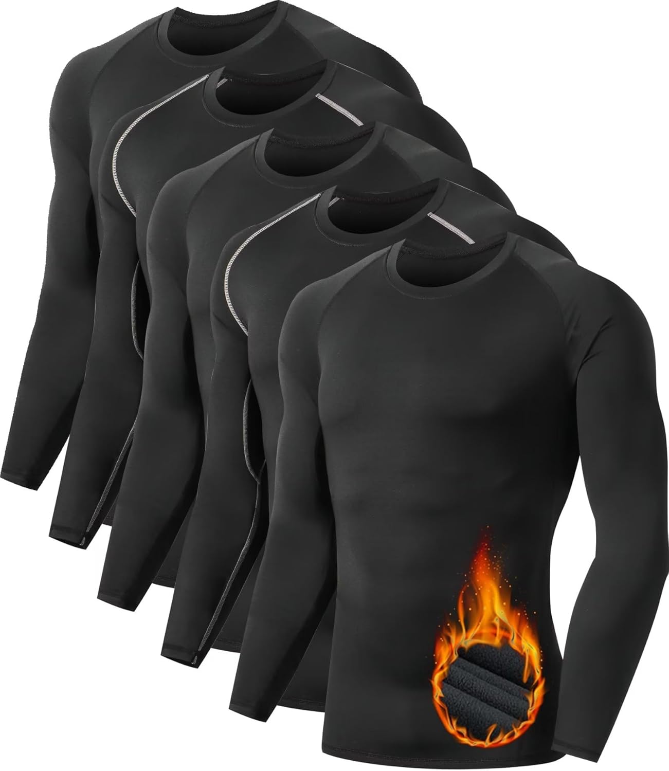 Men's Thermal Compression Shirt 5 Pack for Cold Weather Gear