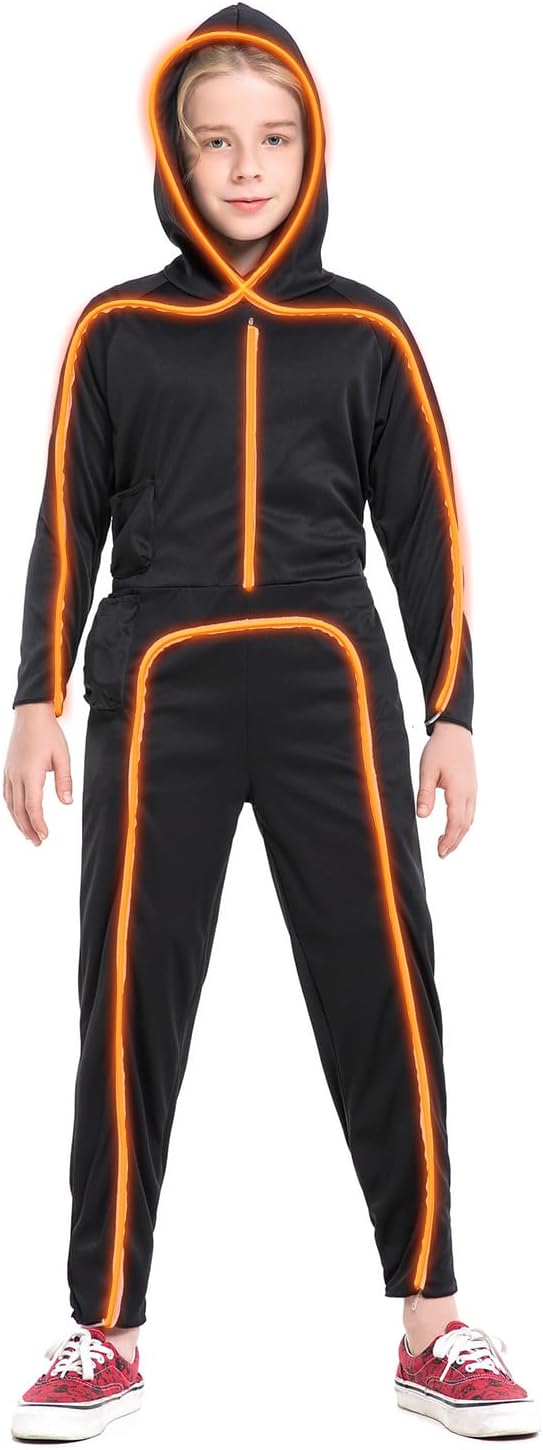 HSCTEK Light Up Child Stick Figure Costume for Fun Nights